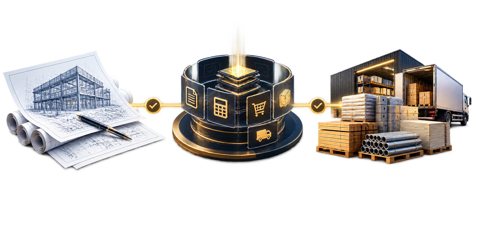 Project plans connected through CalibraytAI to supplier materials and delivery